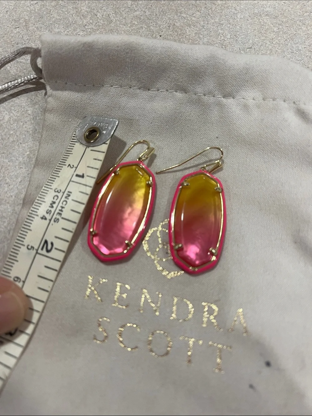 Kendra Scott Pink and Yellow Ombre Elle-Style Drop Earrings